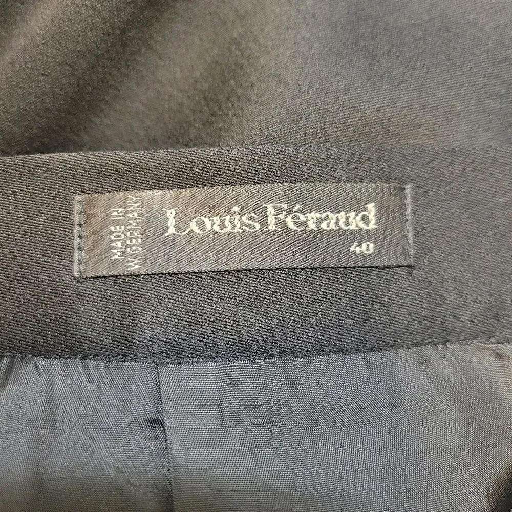 Louis Feraud Vintage Wool Pleated Black Midi Skirt